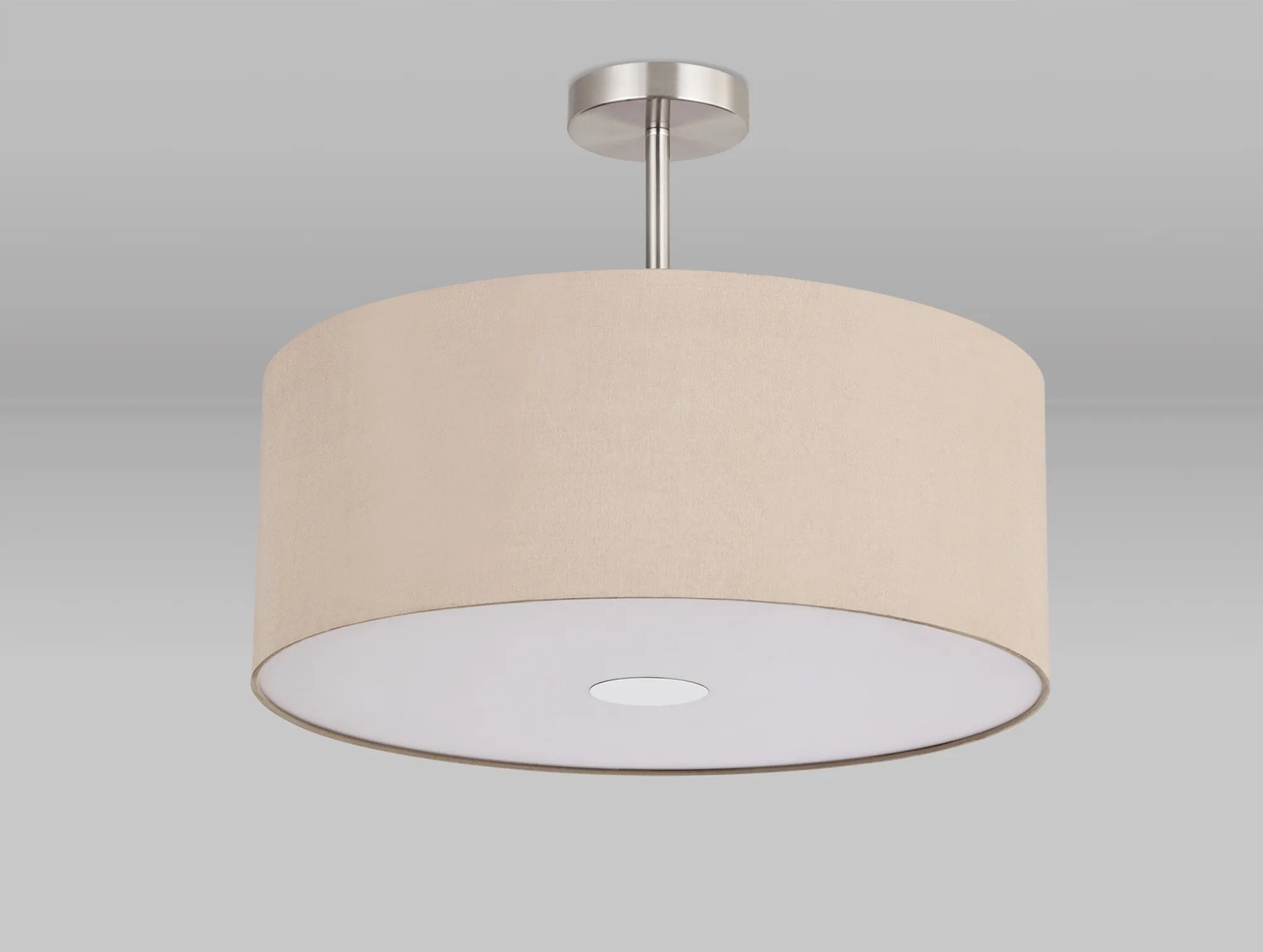 Baymont 50cm Semi Flush 3 Light Satin Nickel, Antique Gold/Ruby, Frosted Diffuser DK0430  Deco Baymont SN AG